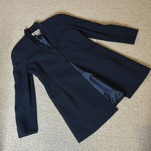 Christian Dior Vintage One Button Long Blazer Jacket Navy Sz4